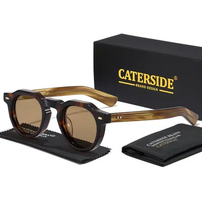 CATERSIDE nouveau acétate Simple rond hommes lunettes de soleil petite monture haute qualité cadre lunettes de soleil femmes fête voyage lunettes de plein air
