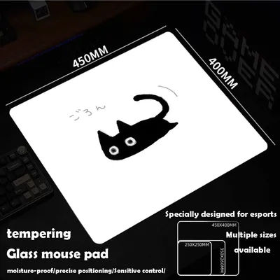 Tapis de souris en verre motif chaton mignon Sora, tapis de jeu personnalisé, motif personnalisé, tapis de bureau gaming lisse en verre trempé pour FPS, Esports et bureau