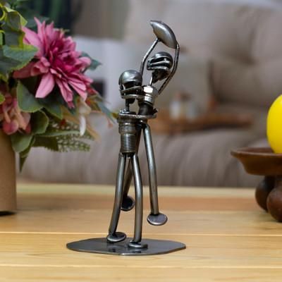 'Football Sports-Themed Eco-Friendly Recycled Metal Sculpture'