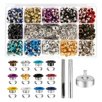 600Pcs Metal Eyelets, 3/16 inch Metal Grommets Kit, Grommets Kit with 3 Pcs Installation Tool for DIY Shoes Clothes Crafts Bag