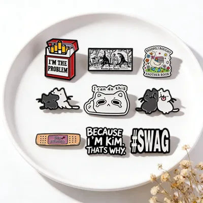 Humorous Spanish Quotes Enamel Pin Cartoon Cat Badges on Backpack Goose Brooches Hat Lapel Pins Cosplay Accessories Toys Gifts