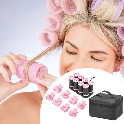 8 PCS Heated Hair Rollers Kit EU/US Plug with Storage Bag Short Long Hair Professional Portable Hair Curler Fast Heating