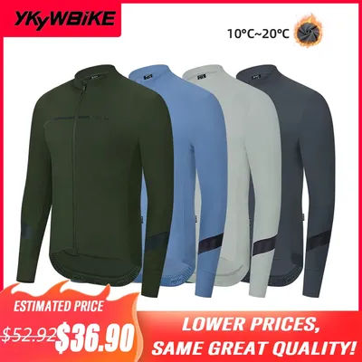 YKYWBIKE 10-20°C Men's Pro Cycling Long Sleeve Jackets 30% Off Thermal Fleece Warmth Bicycle Jersey Road Bike Clothing