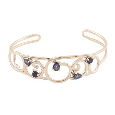 Gujarat Garden,'Genuine Sapphire and Sterling Silver Bracelet'