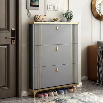 Light luxury ultra-thin tipping bucket shoe cabinet Large capacity entrance cabinet at the door of the home Simple modern