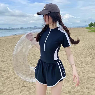 Nouveau maillot de bain pour femme, couverture une pièce effet minceur Style sportif conservateur printemps chaud jambe plate pantalon maillot de bain grande taille