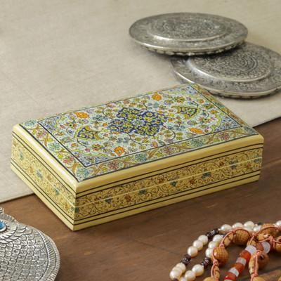 'Hand-Painted Spring-Inspired Papier Mache Decorative Box'