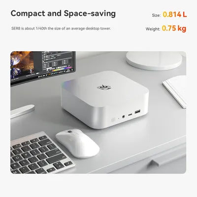 BEELINK SER8-8745HS/ AMD Ryze 7 8745HS 3.8-4.9GHz 8C/16T / Ssd