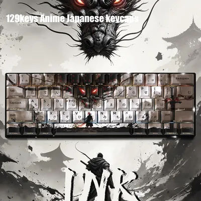 129keys Anime Japanese PBT Keycaps Personalise Cherry Profile Key caps For Mechanical Keyboard Sublimation KEYBOARD KEYCAP