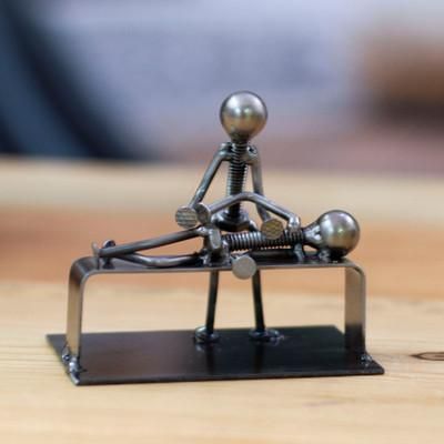 'Chiropractor-Themed Rustic Modern Recycled Metal Figurine'