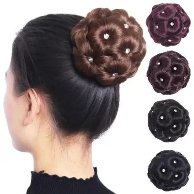 New 1 Pcs Fashion Round Hair Bun Curly Hairs Bride Rhinestone Headwear Personalized Styling Tools For Women Gifts Accessories