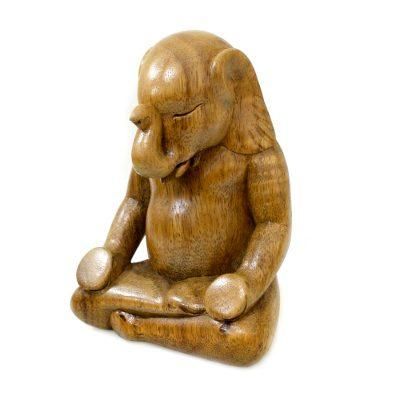 Wood sculpture, 'Elephant Meditates' - Hand Carved Wood Sculpture