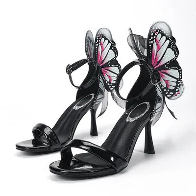 Sandales Imprimées à Talons Hauts et Fins, Nouvelle Collection 2024