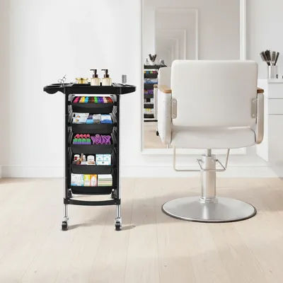 6 Layers Beauty Salon Rolling Trolley Hair Spa Mobile Equipment Cart with 5 Drawers Tool Storage Salon Trolley Cart,8kg Max.Load