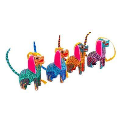 Happy Dogs,'Colorful Dog Alebrije Ornaments (Set of 4)'