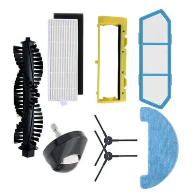 Replacement Main Brush, Side Brush, HEPA Filter, Mop Cloth, and Wheel for Chuwi ILife A4s and A40 Robot Vacuum Cleaner