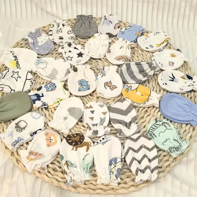 6 Pairs of Random Color Combinations Baby Skin-Friendly Gloves Suitable for Newborns with Covers Suitable for 0-3 Months