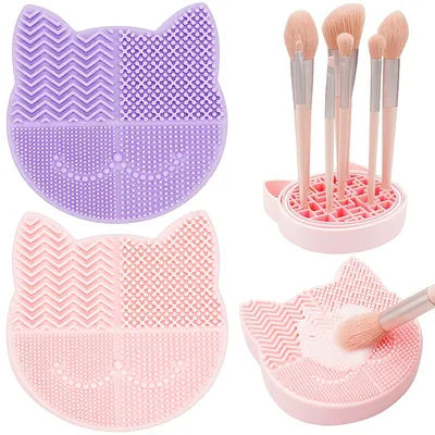 Silicone Makeup Brush Cleaning Storage Box Make Up Washing Board Cleaner Carpet Cosmetic Brushes Tools