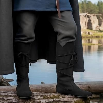 Retrò Vintage Medievale Rinascimento Scarpe A stivale Cavaliere Vichingo Crociato Costume Per uomo Vichingo Costumi da pirata Halloween Carnevale Mascherata Performance LARP Fiera Rinascimentale
