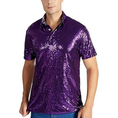 Retrò Vintage Anni '70 Rave T-shirt Polo Maniche corte Disco Paillettes Costume Per uomo Halloween Carnevale Festival Musicale Parata dell'Orgoglio Mese dell'orgoglio Adulti Maglietta Primavera