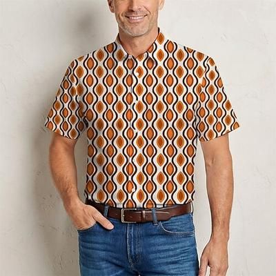 Retrò Vintage Hippie Anni '70 Camicia Maniche corte Hippie Geometrico Con onde Costume Per uomo Festival Musicale Feste Abbigliamento quotidiano Adulti Camicia Primavera Estate