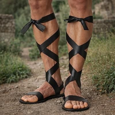 Retrò Vintage Medievale Rinascimento Sandali Cavaliere Gladiatore Ranger Costume Unisex Halloween Carnevale Fiera Rinascimentale Festa a tema retrò Adulti Scarpe