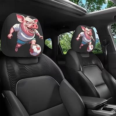 Copri poggiatesta per auto con stampa di animali da calcio, 2 pezzi, decorazione per interni auto, design elastico, vestibilità universale, adatti per spostamenti quotidiani e viaggi in famiglia,