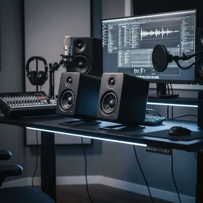 Support de haut-parleur en acier robuste, support de moniteur de bureau, support audio anti-vibration et antidérapant pour haut-parleurs de studio, haut-parleurs d'étagère