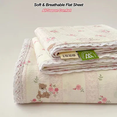 Ultra Soft Flat Sheet Comfortable Breathable Top Bed Sheet, Easy Care Machine Washable, All Season Bedding for Home Hotel Use