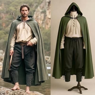 Set Medievale Rinascimento Mantello Abiti Costume di fantasia Vichinghi Ranger Costume Per uomo Vichingo Halloween Carnevale Performance LARP Fiera Rinascimentale Adulti Estate Primavera Autunno