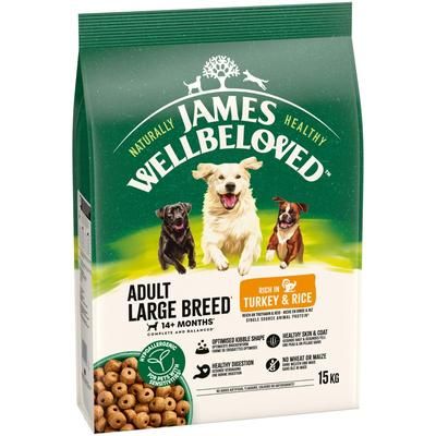 2x15kg Turkey & Rice Hypoallergenic Large Breed Adult James Wellbeloved Dry Dog Food