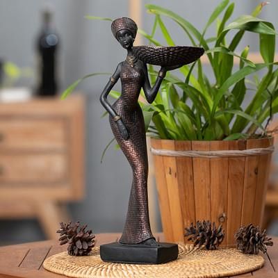 Sacred Servant,'Handmade Rose Gold Resin Sculpture of an Ancient Servant'