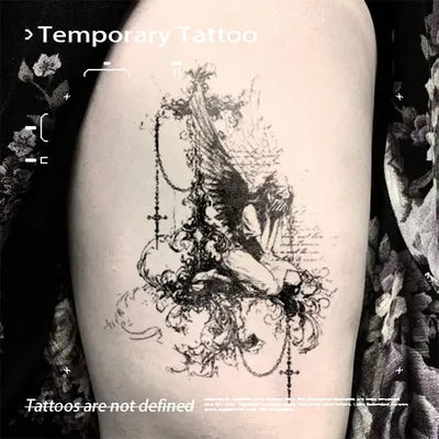 Dark Retro Angel Girl Herbal Juice Tattoo Sticker Fake Tatto Temporary Tattoos Tatuaje Cheap Goods Hotwife Novelty in Toys Tatoo