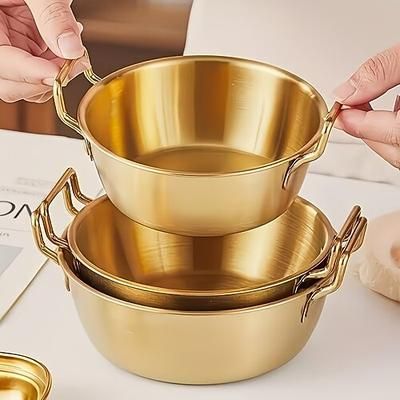 3 ciotole individuali dorate per snack, in acciaio inossidabile, ideali per vino di riso, macedonia di frutta, snack, sottaceti e antipasti. Stoviglie resistenti per casa, cucina, feste e pranzi