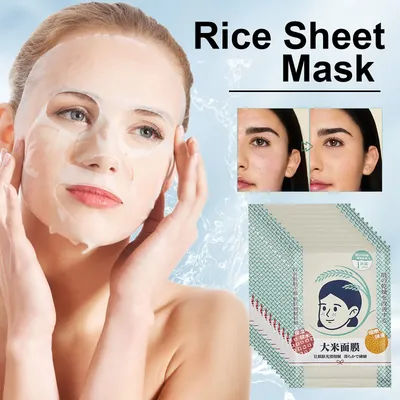 10pcs Rice Raw Pulp Mask Creamy Hydration For Dry,Combination Skin Firming skin care Face Mask Hypoallergenic Rice Face Mask