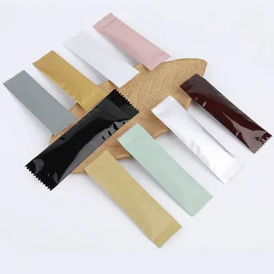 100pcs Portable Open Top Aluminum Foil Pouch Shampoo Coffee Milk Sugar Powder Honey Energy Gel Serrated Packaging Strip Sachets