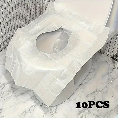 10PCS Biodegradable Disposable Plastic Toilet Seat Cover Portable Safety Travel Bathroom Toilet Paper Pad Bathroom Accessory