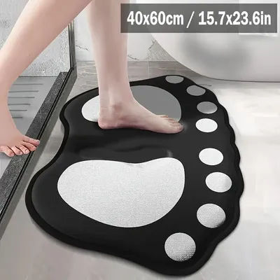 VIKAMA Cartoon Footprint Carpet, Non-Slip And Water-Absorbent, Washable For Bathroom, Entrance, Kitchen, Floor Mat Home Decor