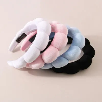 Fashion Microfiber Washing Wristbands Scrunchies Puffy Headband Spa Bubble Headband for Washing Face Makeup Shower Skincare