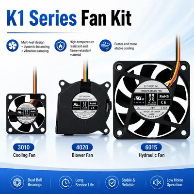 K1 K1C Cooling Fan Dual Ball Bearings 24V 3010 Axial Fan 4020 Blower Fan 6015 Hydraulic Fan for K1 Max 3d Printer Extruder Parts