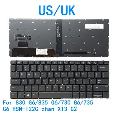 New US UK Language Backlit Keyboard For HP 830 G6/835 G6/730 G6/735 G6 HSN-I22C zhan X13 G2 Notebook PC Replacement Keyboard