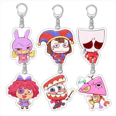Pomni Jax Anime KeyChain Gangle Kinger Ragatha Men Key Chain for Women Cartoon Creative Figure Acrylic Keyring Pendant Gifts