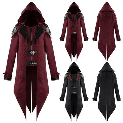 2 Color Assassin Cosplay Medieval Man Streetwear Hooded Jackets Outwear Costume Edward Assassins Creed Halloween Costume 1 W