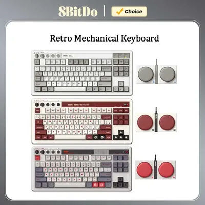 8Bitdo Retro Mechanical Keyboard,Hot Swappable Game Keyboards Bluetooth/2.4G/USB-C for Windows and Android Game Accessories