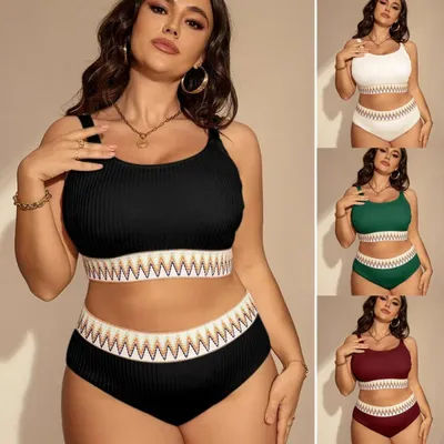 Maillot de bain grande taille, nouveau bikini deux pièces à taille haute de style européen et américain pour femmes