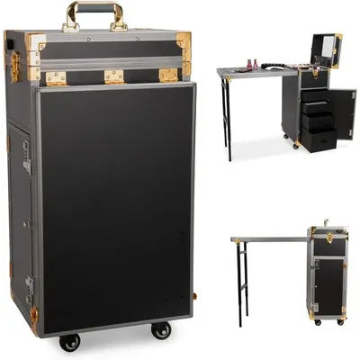 Hot Sales Portable Rolling Manicure Table Foldable Traveling Nail Desk W/Storage Bluetooth Player Cosmetic Trolley Case Nail T