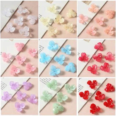 30pcs/lot 2.2cm Big Acrylic Petals Flowers Beads Caps Transparent Dyeing For Hair Jewelry Making Crafts Creative Decoration Diy