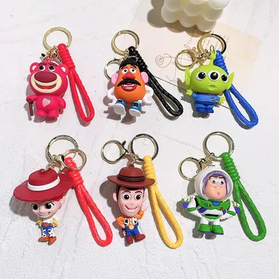6 Pcs/set Anime Toy Story Keychain Cute Woody Buzz Lightyear Doll Keychain Couple Bag Pendant Key Chain Jewelry Toy Gifts