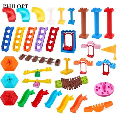 Big Building Blocks Pipeline Playground Parts Slide Ladder Gear Swing Compatible Bricks Baby Assemble Interactive Toys Gift