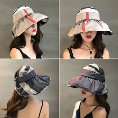 Chapeau de soleil d'été pour femmes, Version coréenne, chapeau de Protection solaire, haut vide, couverture faciale, chapeau de soleil pliant pour l'extérieur de la plage